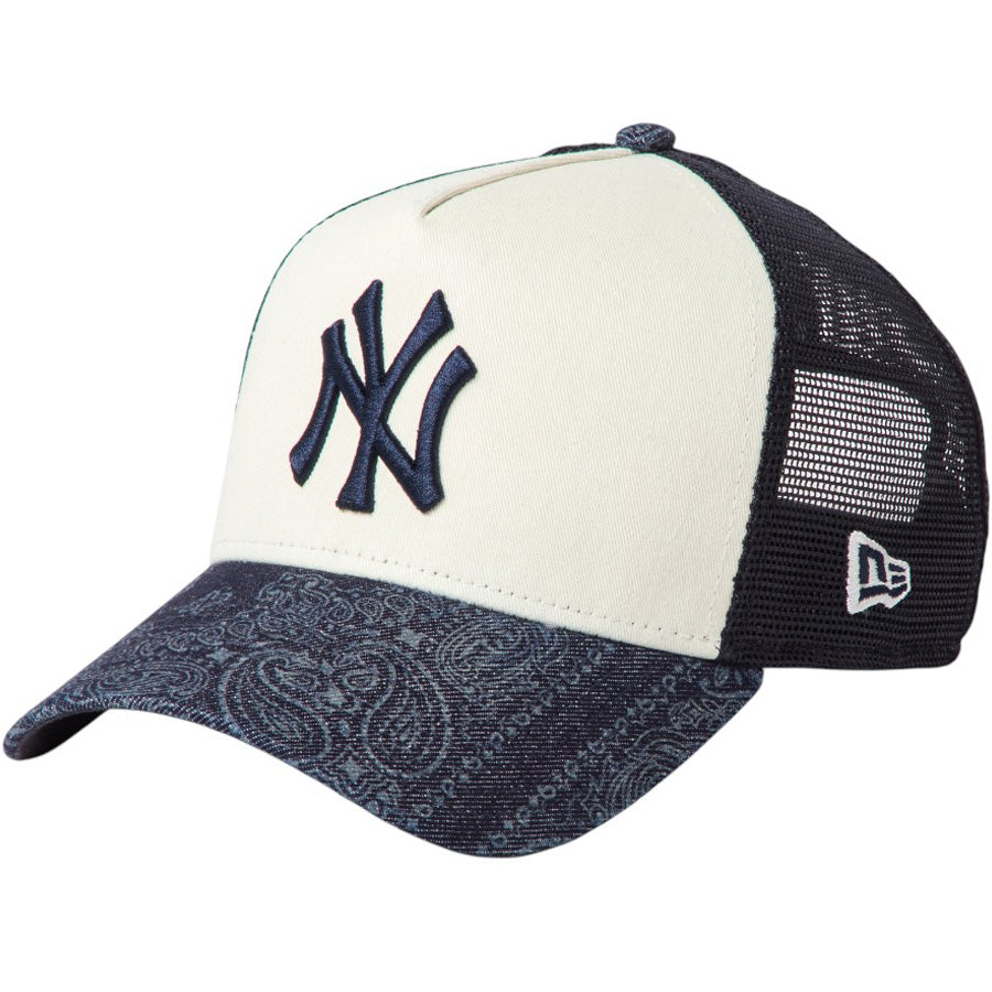 NEW ERA 9FORTY A-Frame Laser Burn Out Denim ヤンキース クロームホワイト/デニム 左斜め 15137097