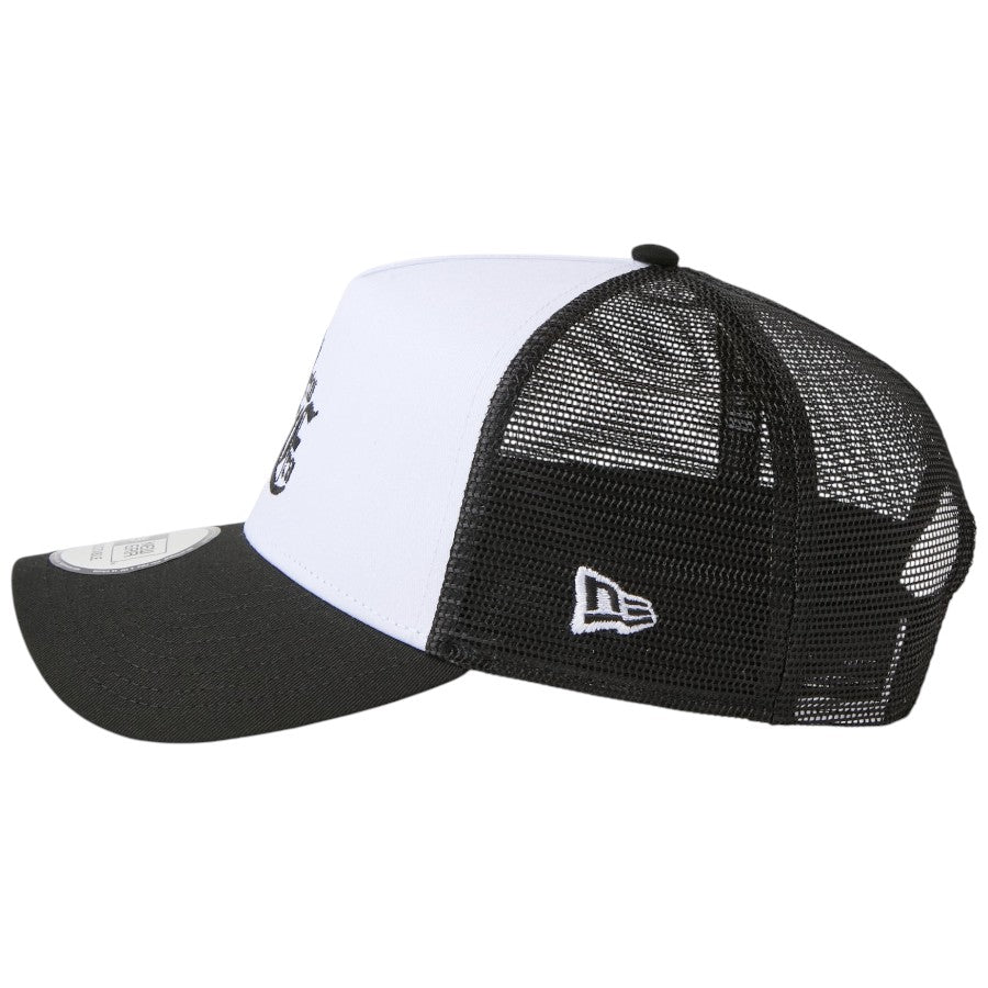 NEW ERA 9FORTY A-Frame Old English メッシュキャップ ホワイト/ブラック NEフラッグロゴ刺繍 15137095