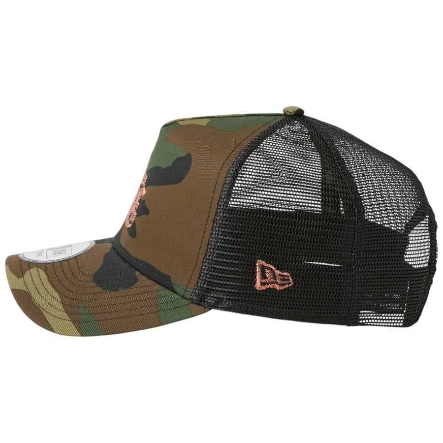 NEW ERA 9FORTY A-Frame Old English メッシュキャップ ウッドランドカモ NEフラッグロゴ刺繍 15137092
