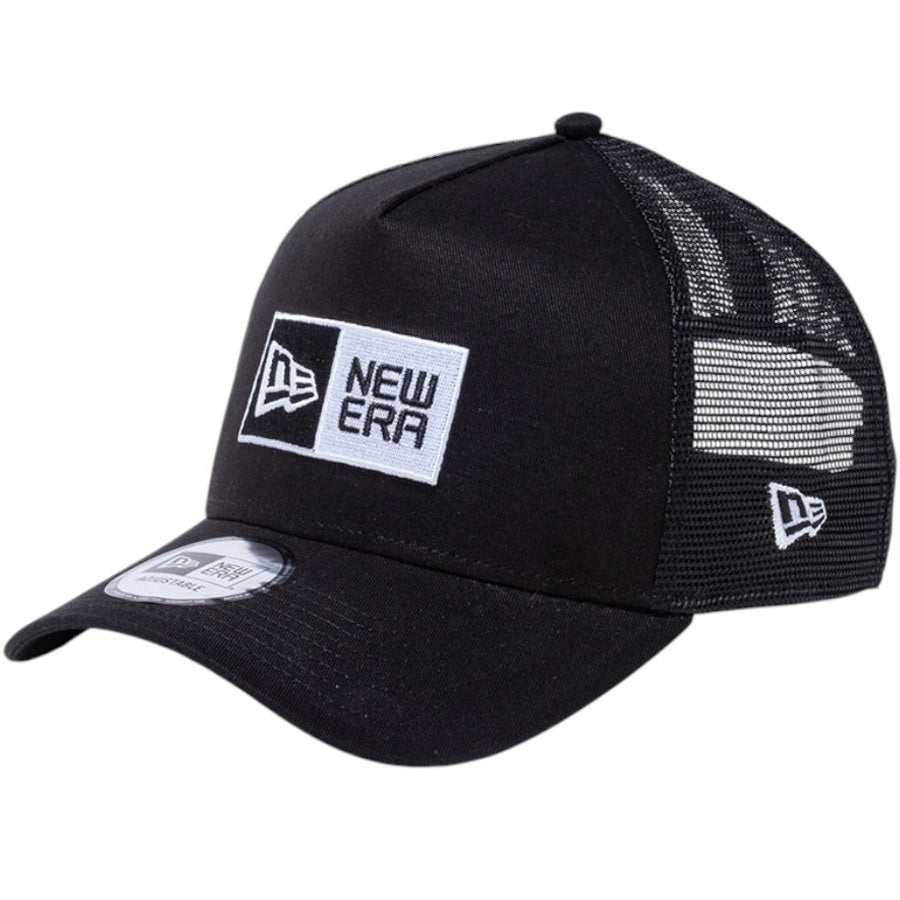 NEW ERA 9FORTY A-Frame トラッカー ボックスロゴ ブラック 左斜め 14525001