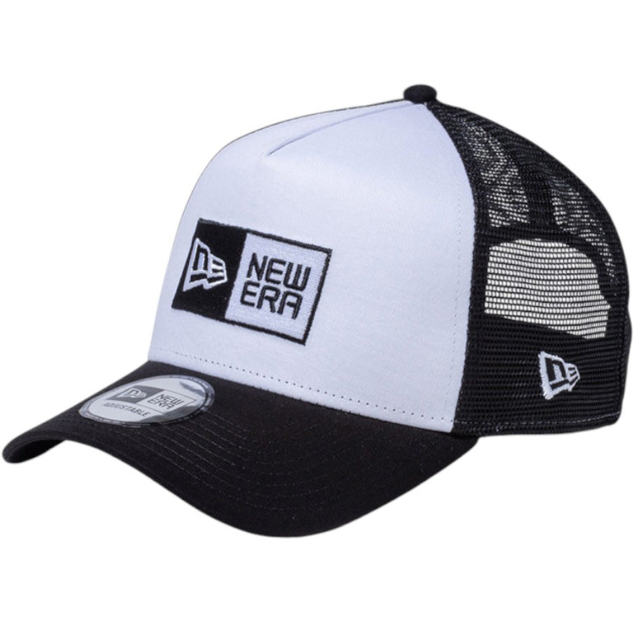 NEW ERA 9FORTY A-Frame トラッカー ボックスロゴ ホワイトパネル/ブラック 左斜め 14525000