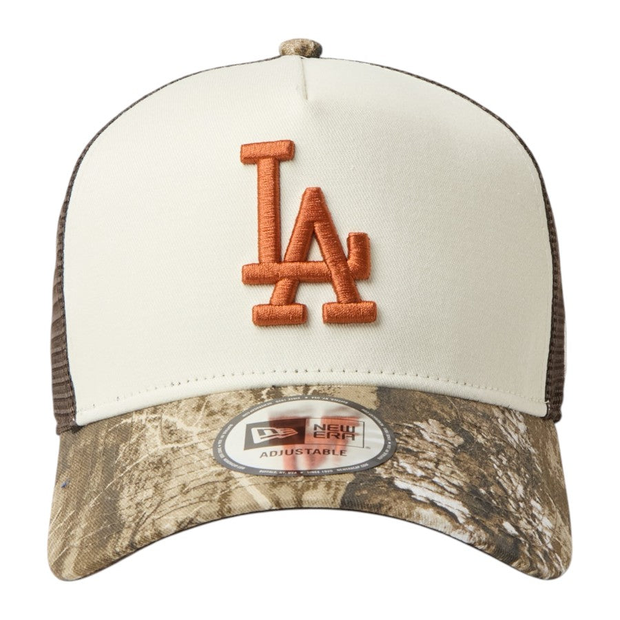 NEW ERA 9FORTY A-Frame トラッカー MLB Real Tree Camo ドジャース リアルツリーカモ 正面 15137101