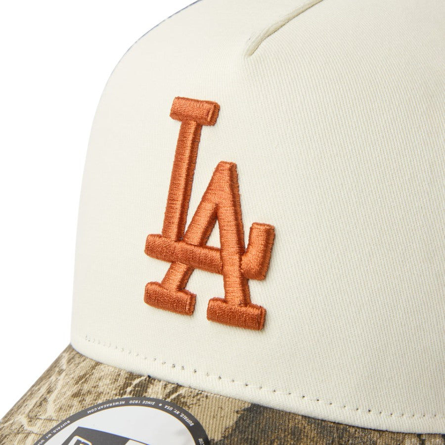 NEW ERA 9FORTY A-Frame トラッカー MLB Real Tree Camo ドジャース フロントロゴ詳細 15137101