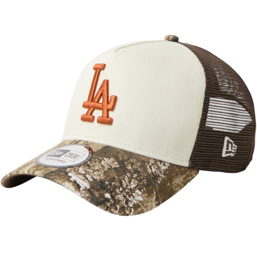 NEW ERA 9FORTY A-Frame トラッカー MLB Real Tree Camo ドジャース リアルツリーカモ 左斜め 15137101