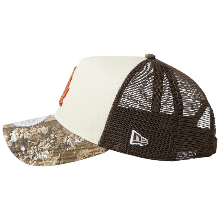 NEW ERA 9FORTY A-Frame トラッカー MLB Real Tree Camo ドジャース NEフラッグロゴ刺繍 15137101