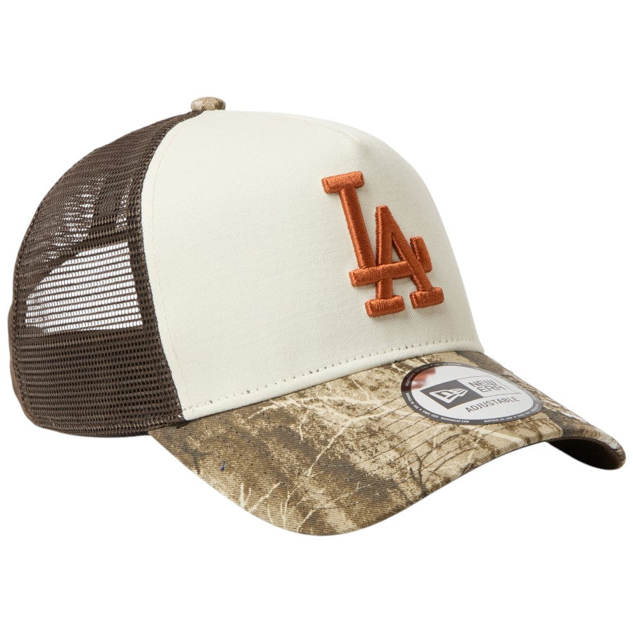 NEW ERA 9FORTY A-Frame トラッカー MLB Real Tree Camo ドジャース リアルツリーカモ 右斜め 15137101