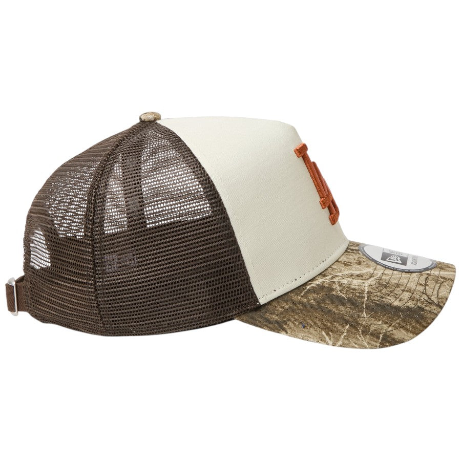 NEW ERA 9FORTY A-Frame トラッカー MLB Real Tree Camo ドジャース リアルツリーカモ 右向き 15137101