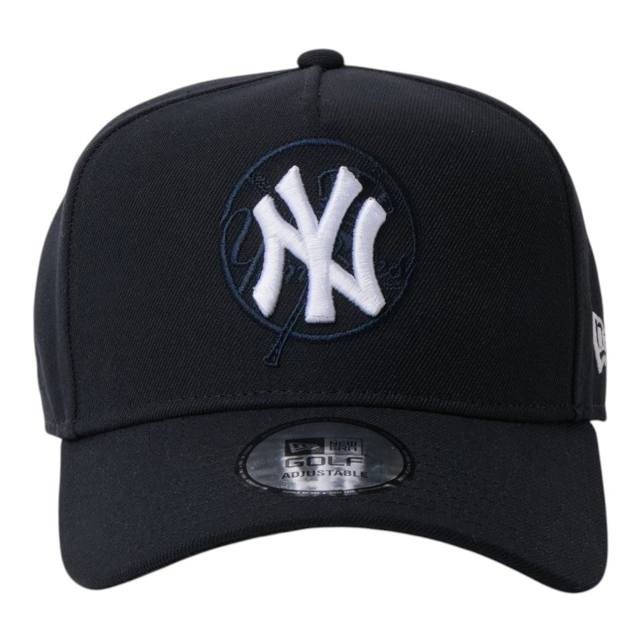 NEW ERA 9FORTY A-Frame ニューヨーク・ヤンキース ダブルロゴ キャップ ネイビー 正面 15125363