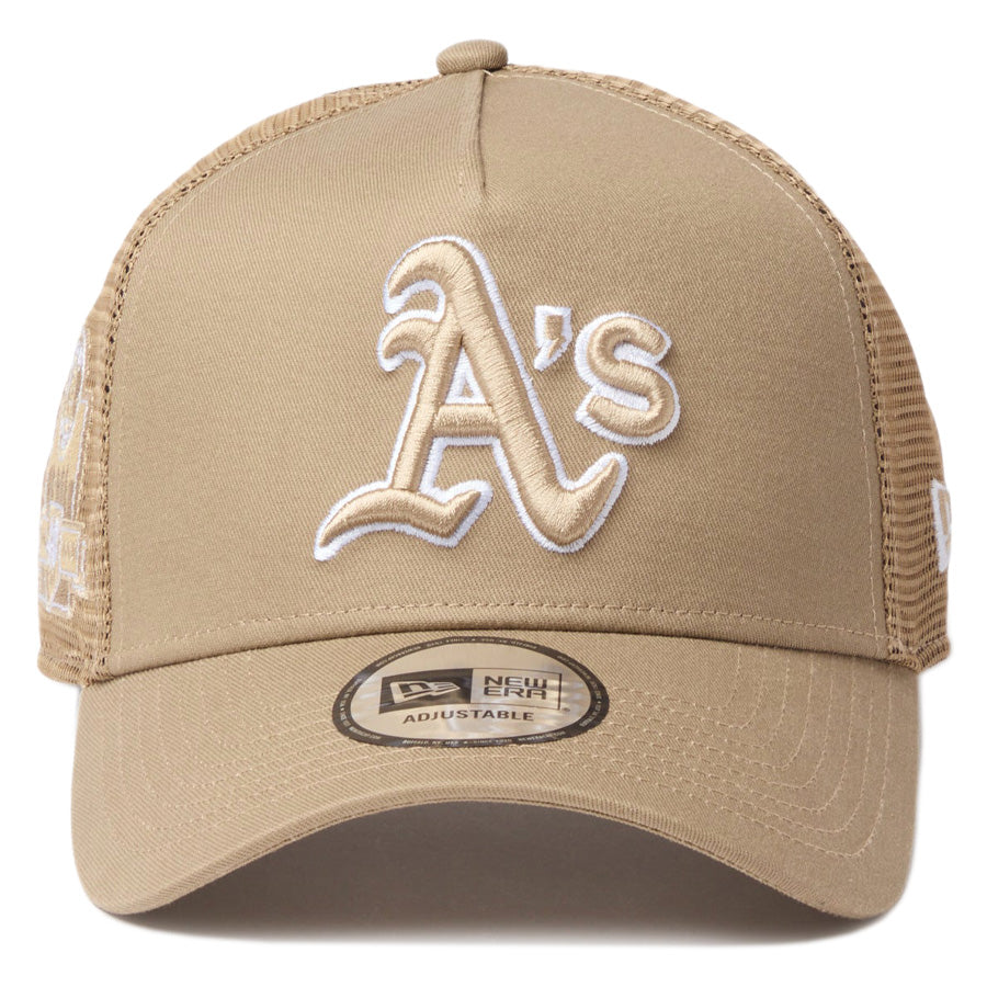 NEW ERA（ニューエラ）9FORTY A-Frame アスレチックス カーキ 正面ロゴデザイン
