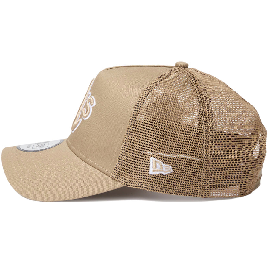 NEW ERA（ニューエラ）9FORTY A-Frame カーキ 左側NEフラッグ刺繍