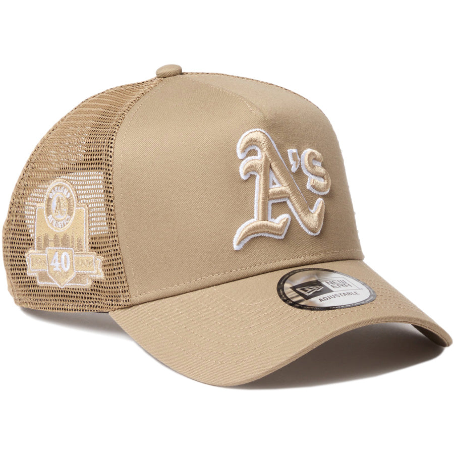 NEW ERA（ニューエラ）9FORTY A-Frame アスレチックス カーキ メッシュキャップ 右斜め