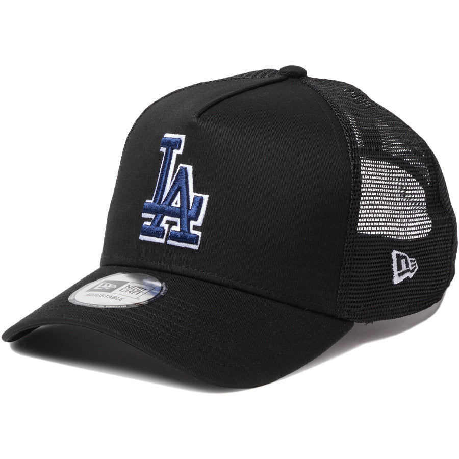 NEW ERA 9FORTY A-Frame ドジャース ブラック メッシュキャップ 左斜め