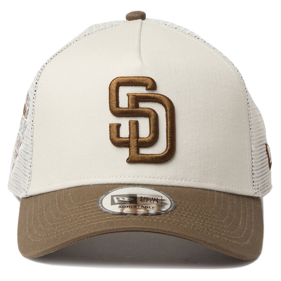 NEW ERA（ニューエラ）9FORTY A-Frame パドレス ストーン/モス 正面デザイン