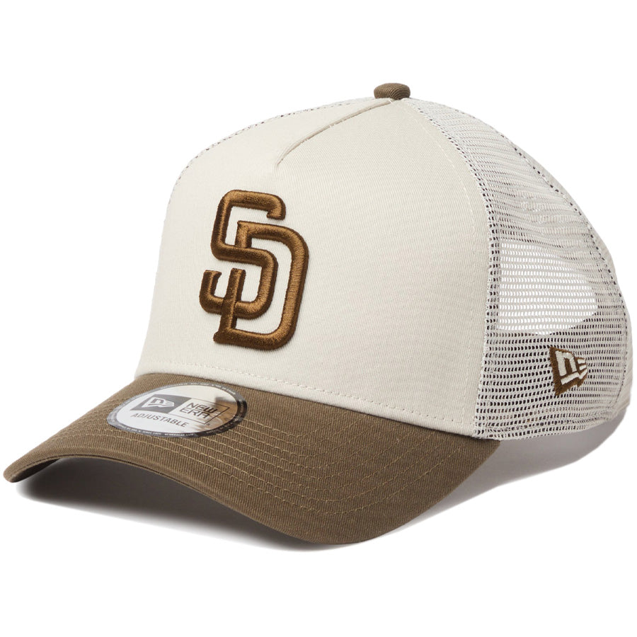 NEW ERA（ニューエラ）9FORTY A-Frame パドレス ストーン/モス 左斜め向き
