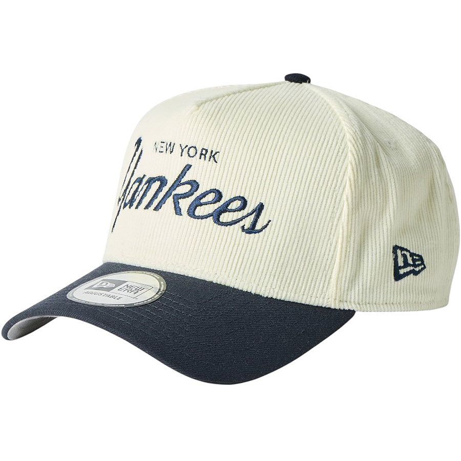 NEW ERA（ニューエラ）9FORTY A-Frame Summer Corduroy ヤンキース クロームホワイト/ネイビー 左斜め