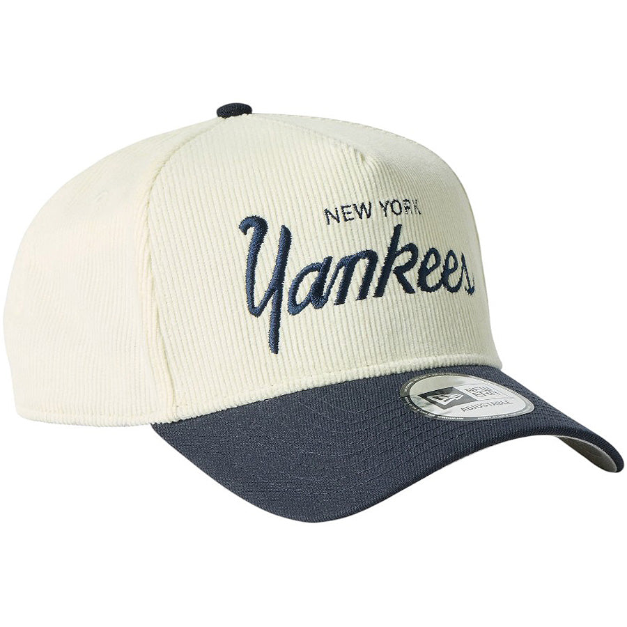NEW ERA（ニューエラ）9FORTY A-Frame Summer Corduroy ヤンキース クロームホワイト/ネイビー 右斜め