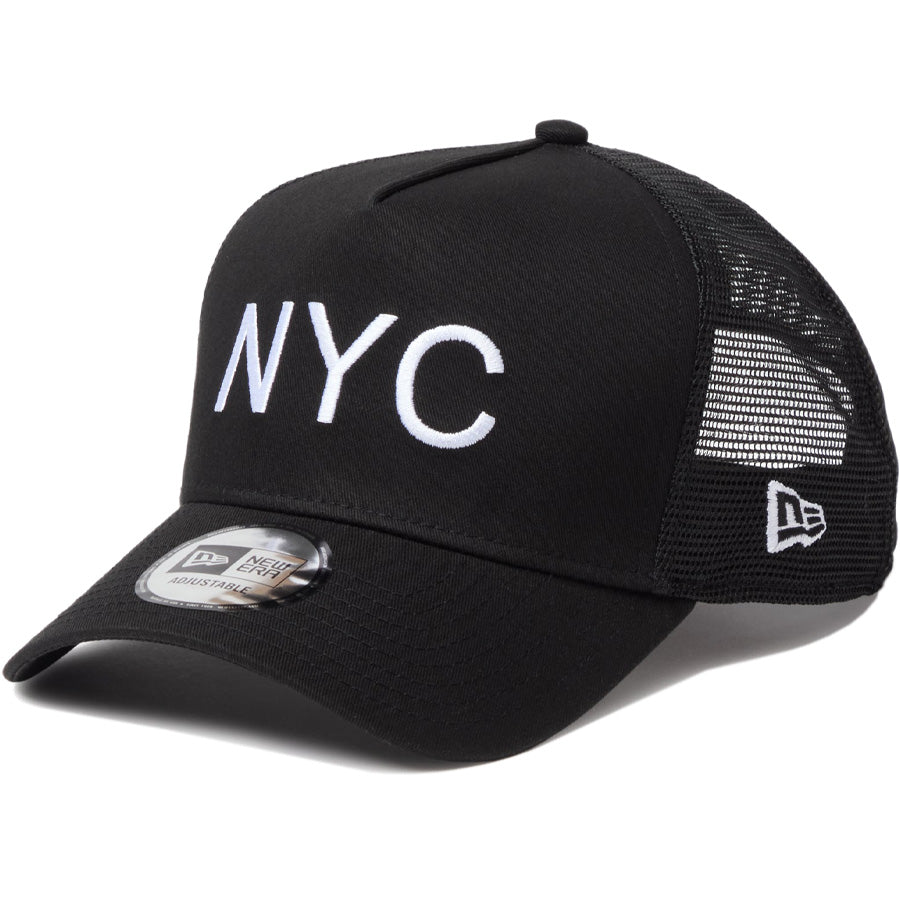 NEW ERA 9FORTY A-Frame トラッカー NYC メッシュキャップ ブラック 左斜め
