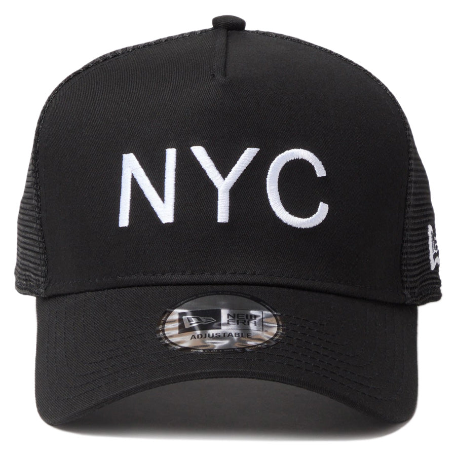 NEW ERA 9FORTY A-Frame トラッカー NYC メッシュキャップ ブラック 正面