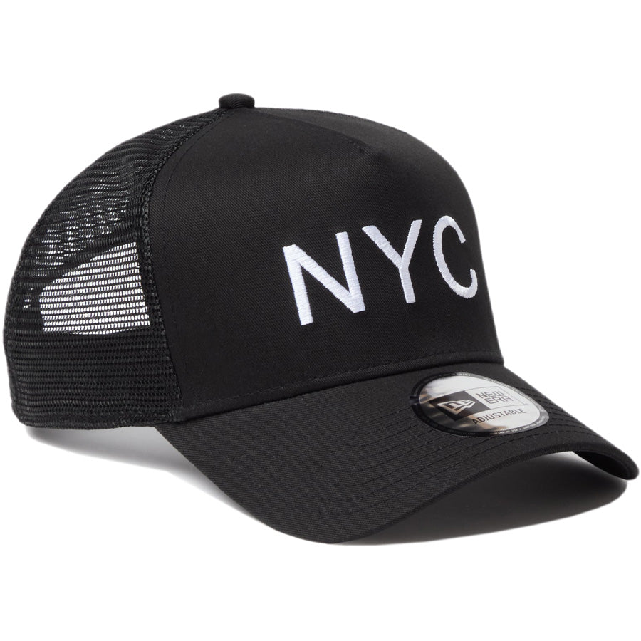 NEW ERA 9FORTY A-Frame トラッカー NYC メッシュキャップ ブラック 右斜め