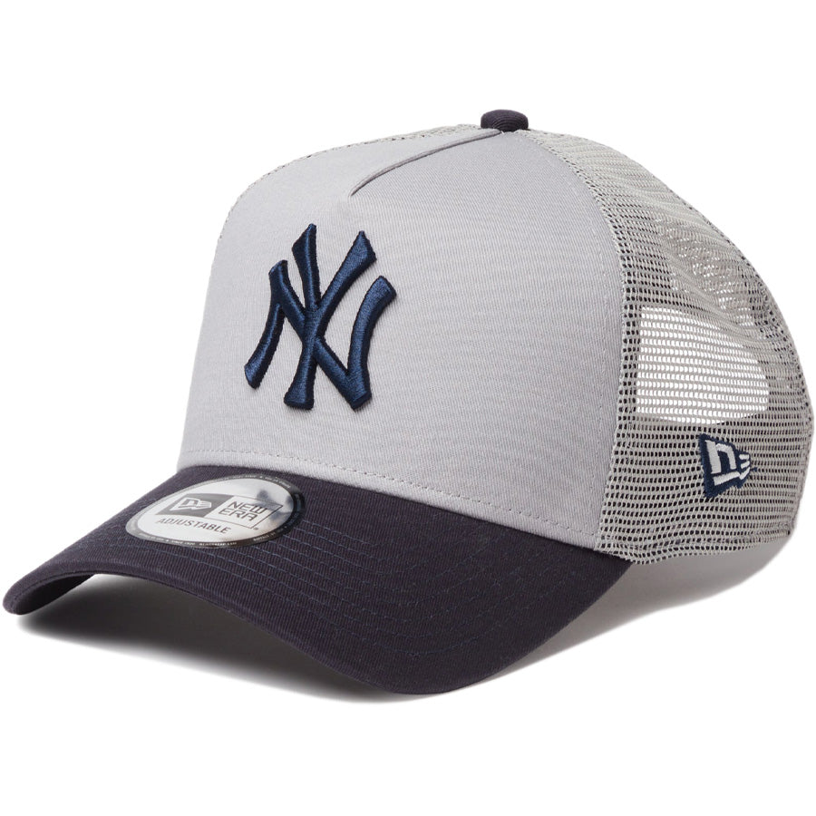 NEW ERA 9FORTY A-Frame ヤンキース グレー/ネイビー 左斜めシルエット