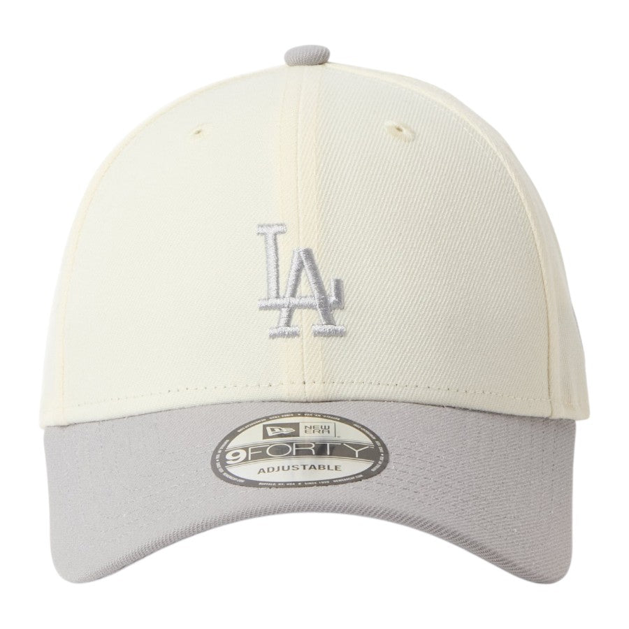 NEW ERA 9FORTY MLB 2-Tone ドジャース キャップ クロームホワイト/グレー 正面 15137078