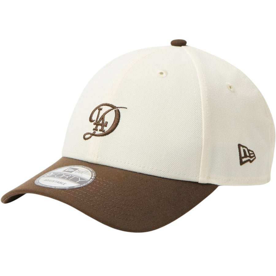 NEW ERA 9FORTY MLB 2-Tone ドジャース シティーコネクト キャップ 左斜め クロームホワイト/ウォルナット 15137075