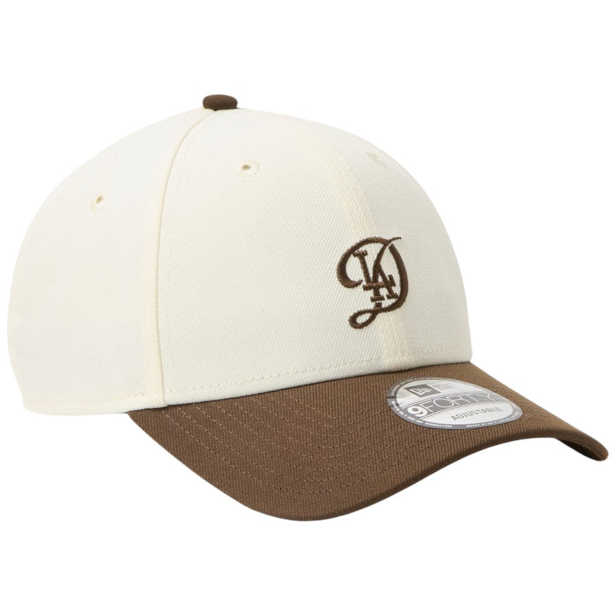 NEW ERA 9FORTY MLB 2-Tone ドジャース シティーコネクト キャップ 右斜め クロームホワイト/ウォルナット 15137075