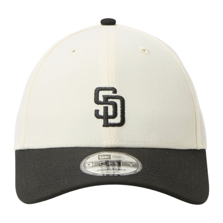 NEW ERA 9FORTY MLB 2-Tone サンディエゴ・パドレス クロームホワイト/ブラック 正面 15137055