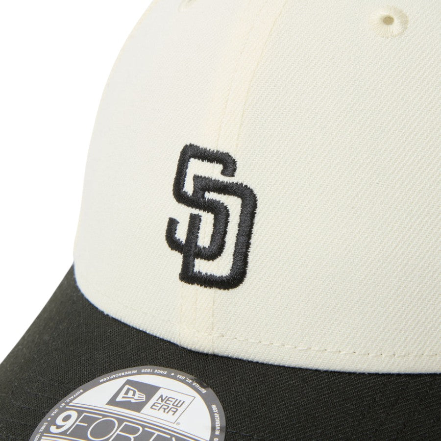 NEW ERA 9FORTY MLB 2-Tone サンディエゴ・パドレス クロームホワイト/ブラック フロントロゴ詳細 15137055