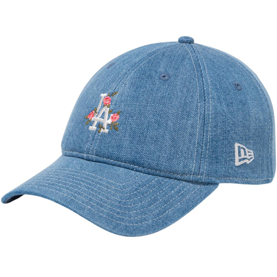 NEW ERA 9FORTY アンストラクチャード Flower ドジャース ウォッシュドデニム 左斜め 15206586