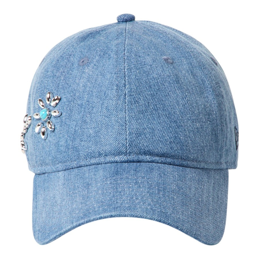 NEW ERA 9FORTY アンストラクチャード Studs スタッズ キャップ ウォッシュドデニム 正面 15137036