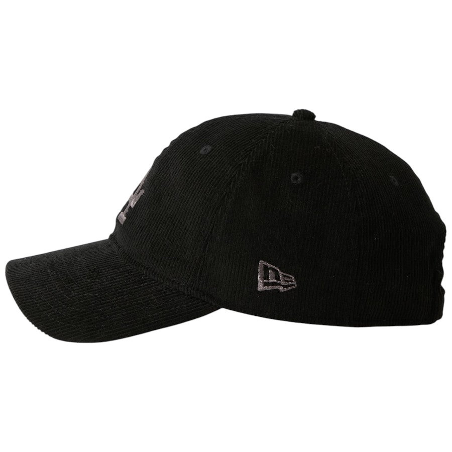 NEW ERA 9TWENTY Corduroy ドジャース キャップ ブラック 左向き NEフラッグロゴ刺繍 15137271
