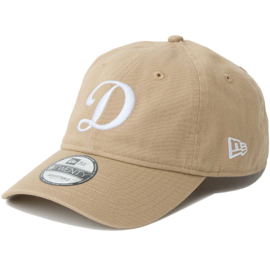 NEW ERA（ニューエラ）9TWENTY MLB Side Patch ロサンゼルス・ドジャース プラクティスロゴ キャメル キャップ 左斜め
