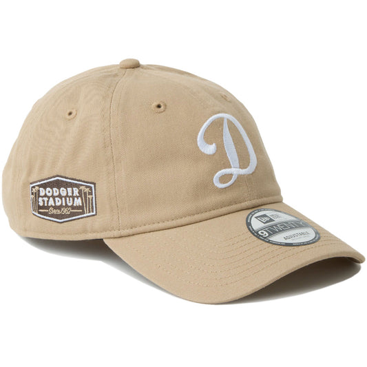 NEW ERA（ニューエラ）9TWENTY MLB Side Patch ロサンゼルス・ドジャース プラクティスロゴ キャメル キャップ 右斜め