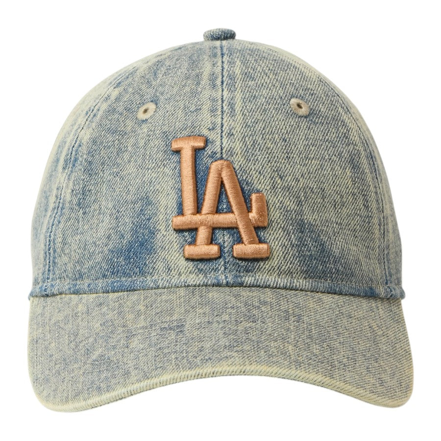 NEW ERA 9TWENTY Over Dye Denim ドジャース キャップ ネイビー 正面 15137272