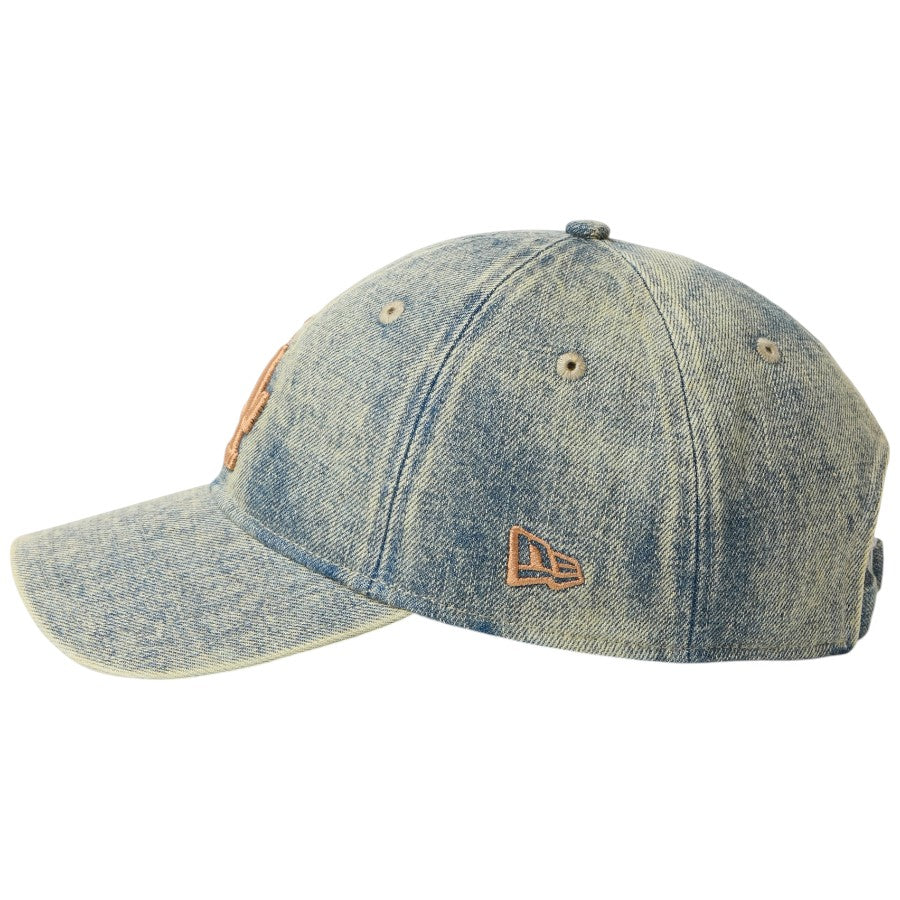 NEW ERA 9TWENTY Over Dye Denim ドジャース キャップ ネイビー NEW ERAフラッグロゴ刺繍 15137272