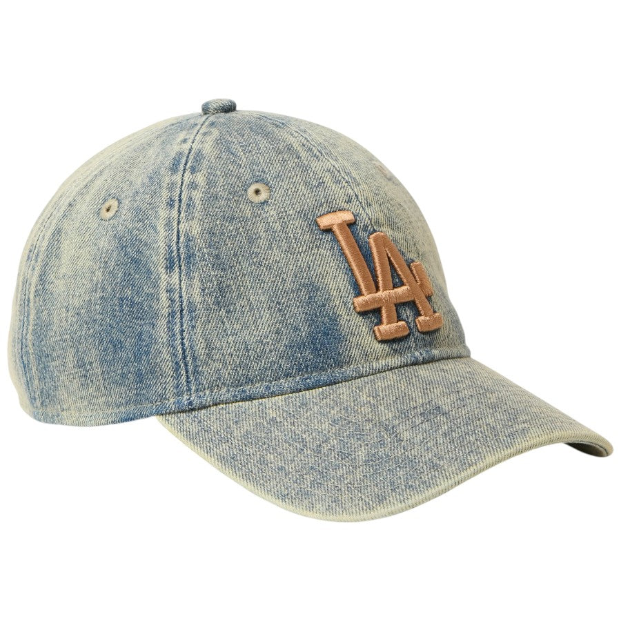 NEW ERA 9TWENTY Over Dye Denim ドジャース キャップ ネイビー 右斜め 15137272