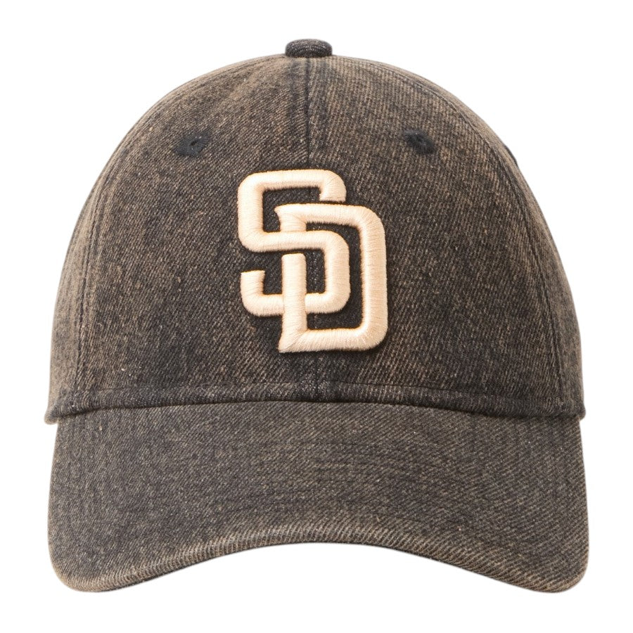 NEW ERA 9TWENTY Over Dye Denim サンディエゴ・パドレス キャップ ブラウン 正面 15137220