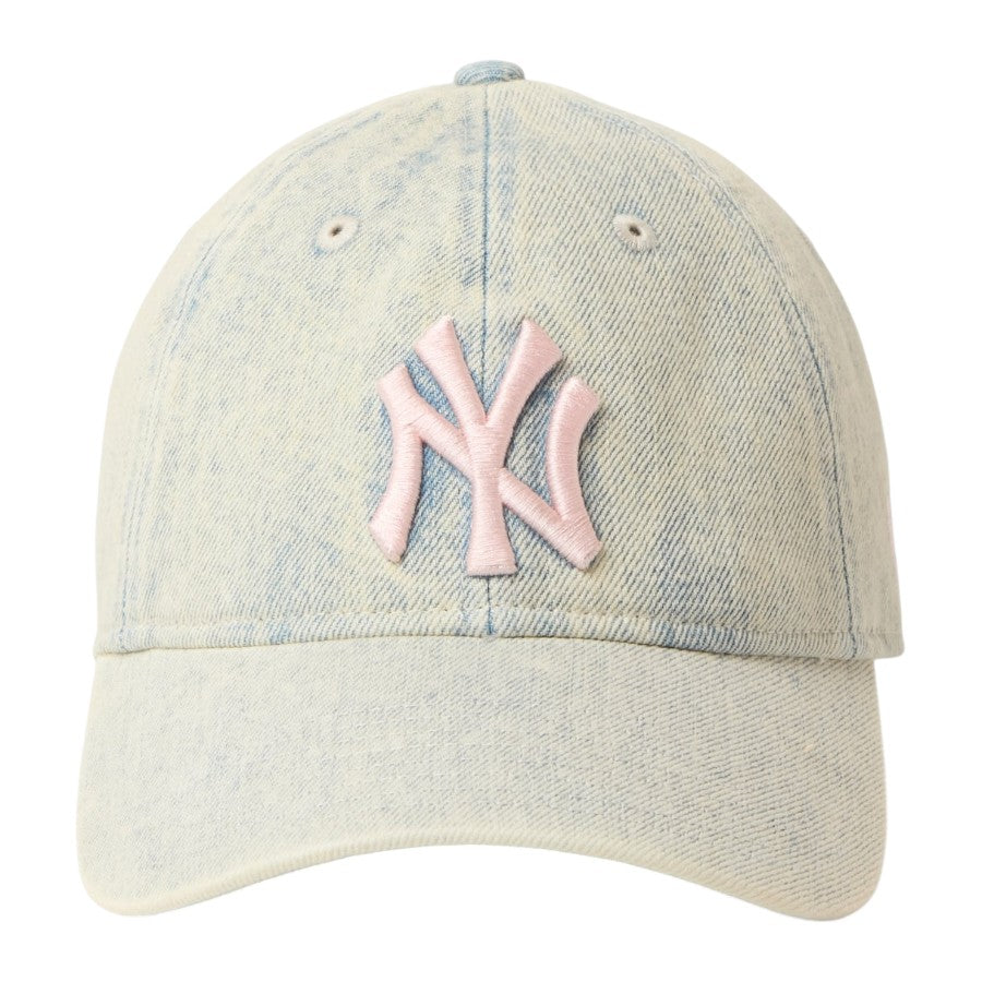 NEW ERA 9TWENTY Over Dye Denim ヤンキース キャップ ホワイト 正面 15137235