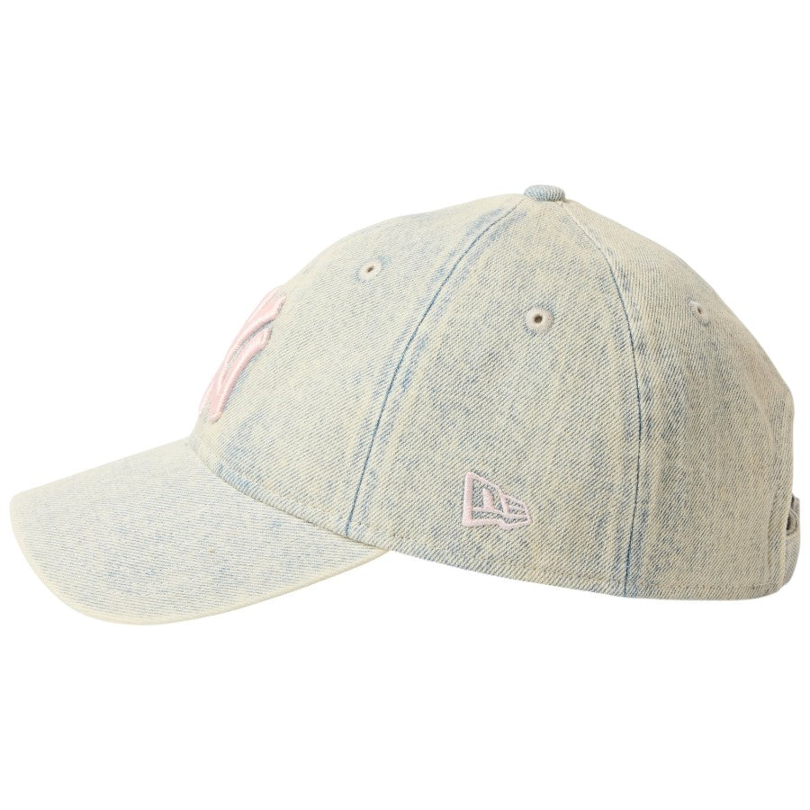 NEW ERA 9TWENTY Over Dye Denim ヤンキース キャップ ホワイト NEフラッグロゴ刺繍 15137235