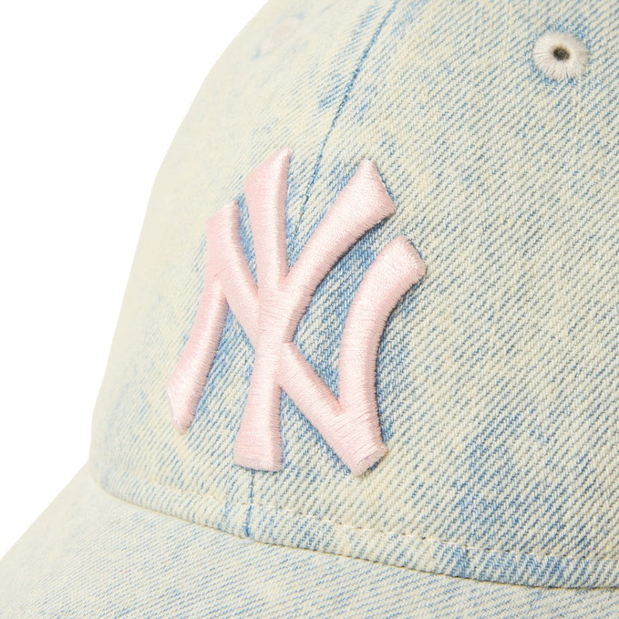 NEW ERA 9TWENTY Over Dye Denim ヤンキース キャップ ホワイト フロントNYロゴ刺繍 15137235