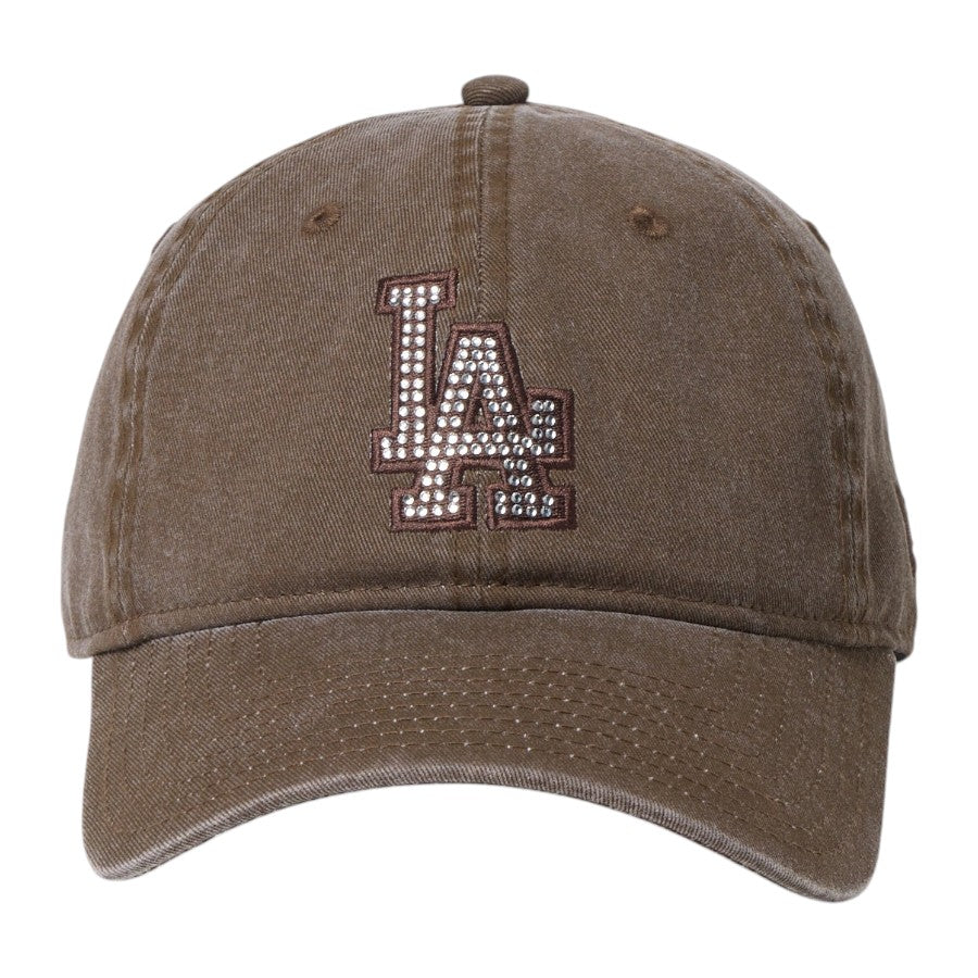 NEW ERA 9TWENTY Rhinestone ドジャース キャップ ブラウン 正面 15137190