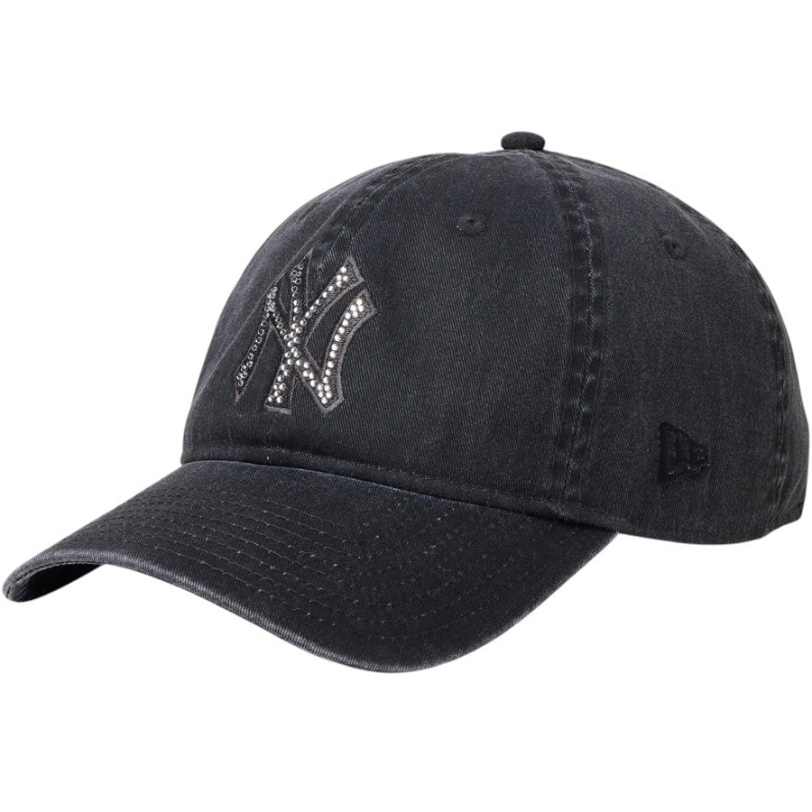 NEW ERA 9TWENTY Rhinestone ヤンキース キャップ ブラック 左斜め 15137181