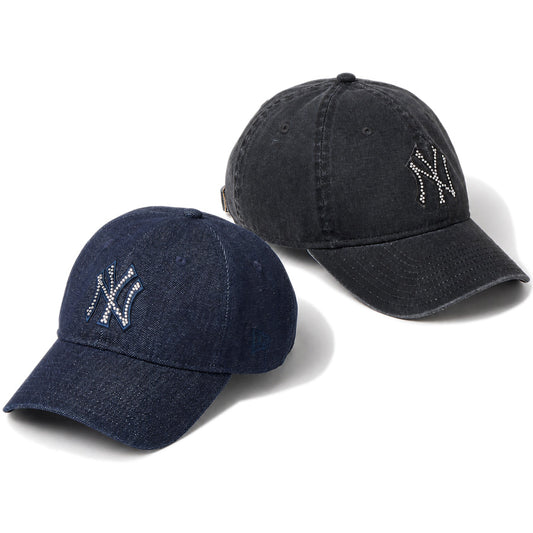 NEW ERA 9TWENTY Rhinestone ヤンキース キャップ デニム ブラック 2カラー 15137180 15137181