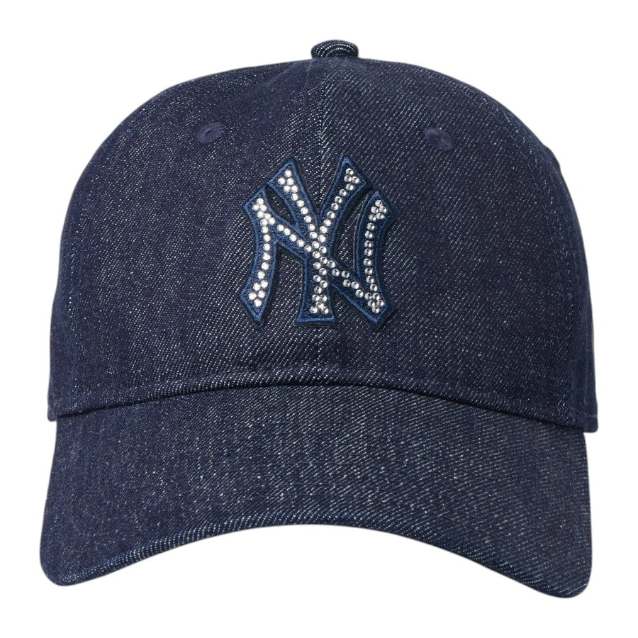 NEW ERA 9TWENTY Rhinestone ヤンキース キャップ デニム 正面 15137180