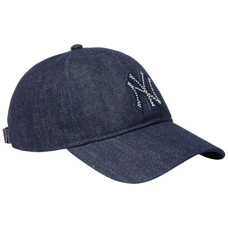 NEW ERA 9TWENTY Rhinestone ヤンキース キャップ デニム 右斜め 15137180