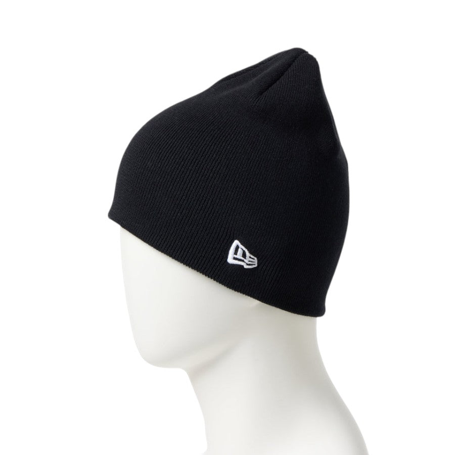 NEW ERA ベーシック ビーニー Cotton Knit ニットキャップ ブラック NEフラッグロゴ刺繍詳細 15119783