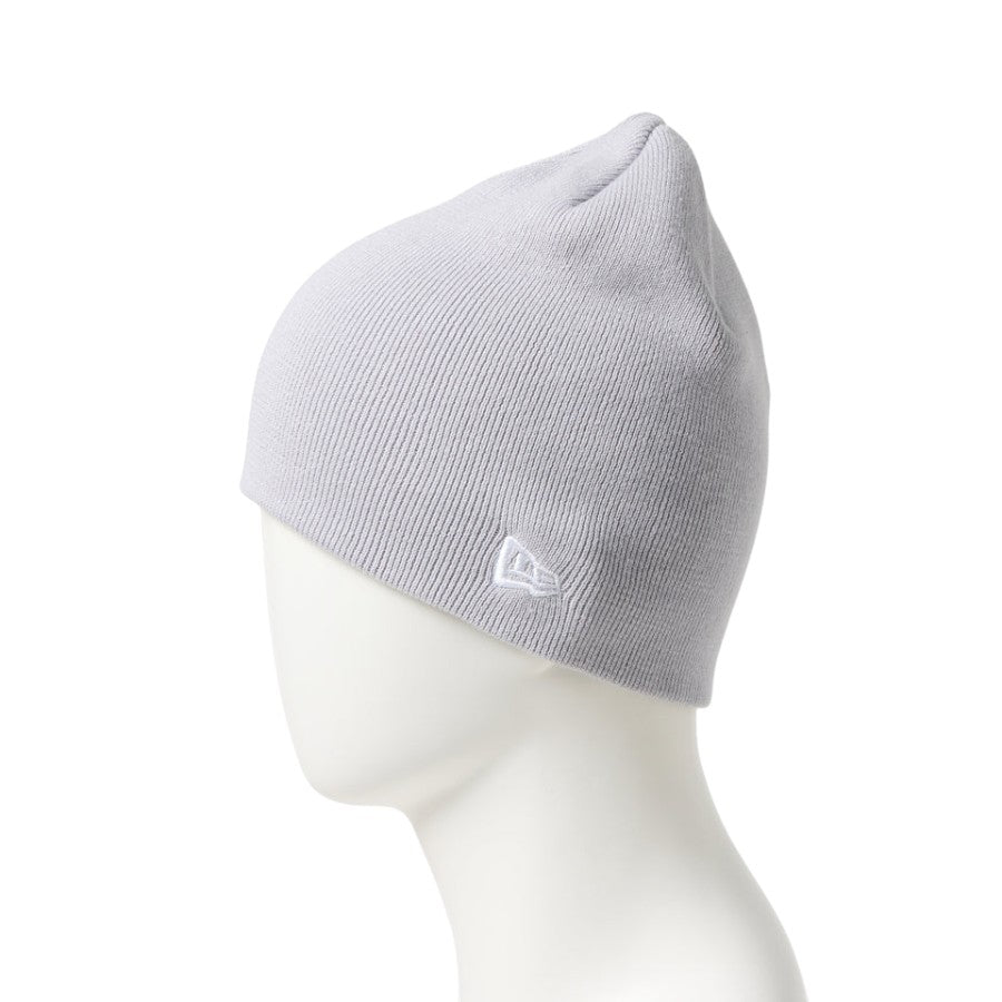 NEW ERA ベーシック ビーニー Cotton Knit ニットキャップ スノーグレー NEフラッグロゴ刺繍詳細 15119782