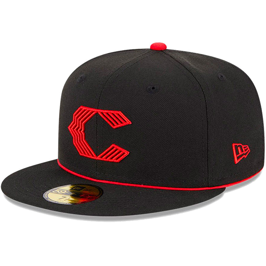 NEW ERA 59FIFTY レッズ ブラック 左斜め