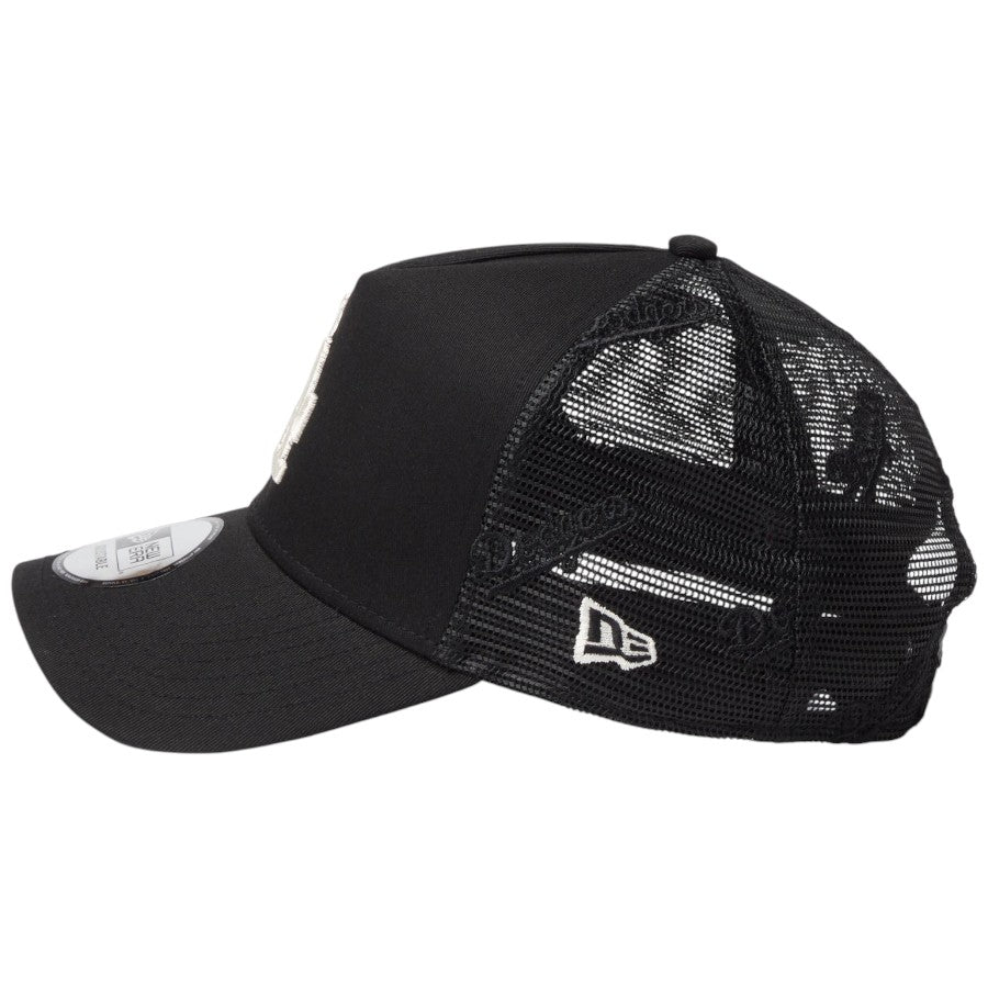 NEW ERA 9FORTY A-Frame トラッカー ドジャース ブラック NEフラッグロゴ刺繍